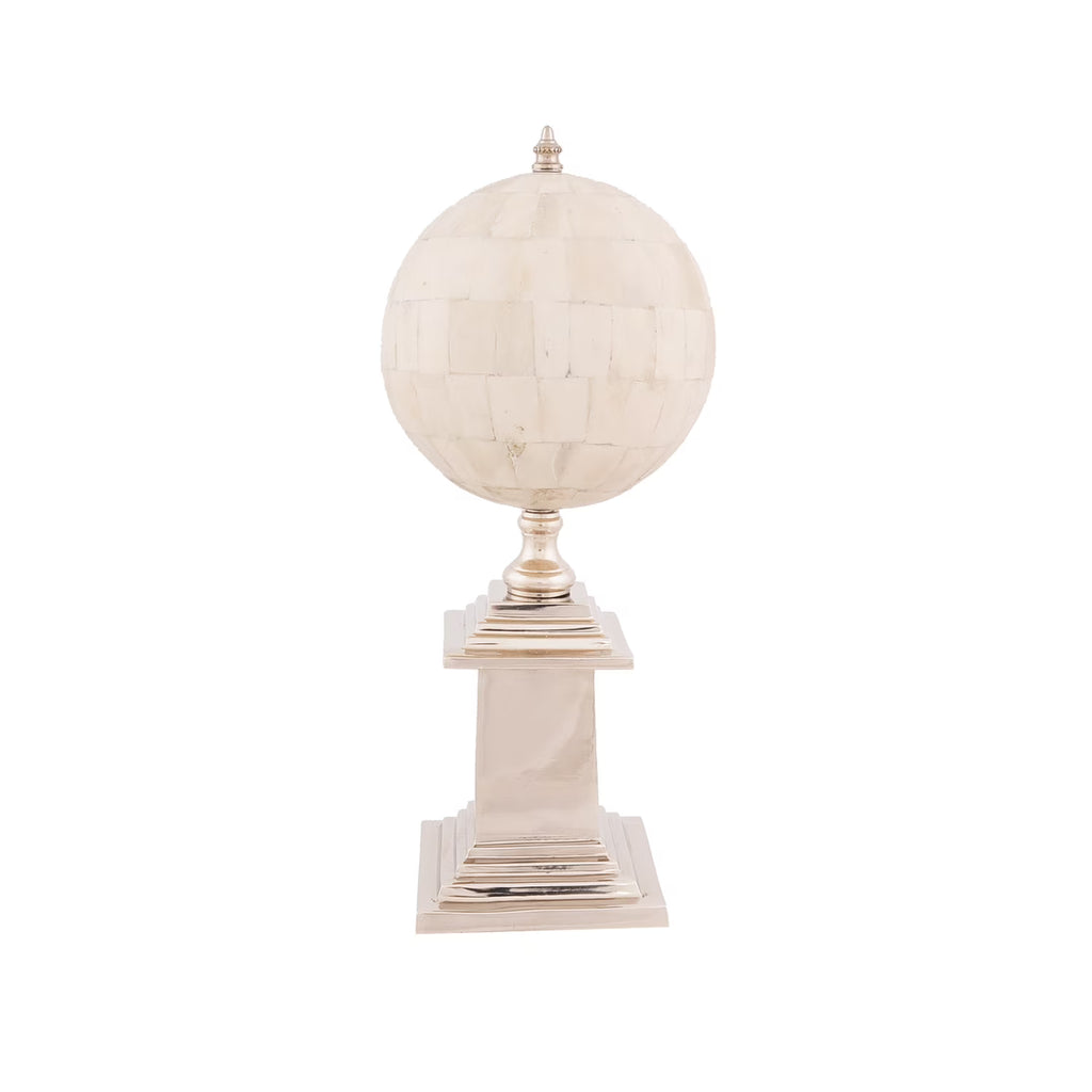 6.5" x 6.5" x 14.5" Bone Globe With Alluminum Base