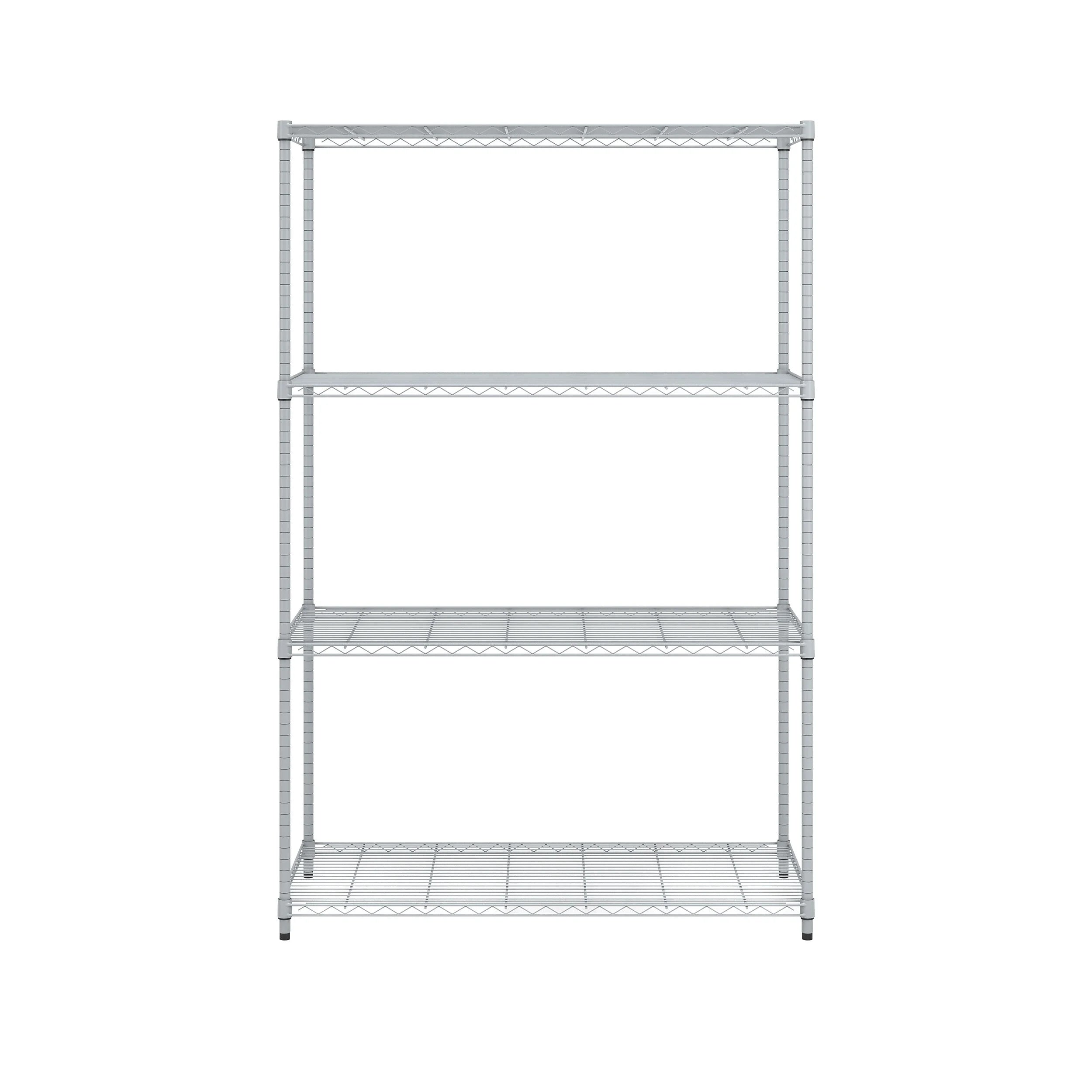 OFM Adjustable 24"W x 48"D x 72"H 4-Shelf Freestanding Shelves, Silver