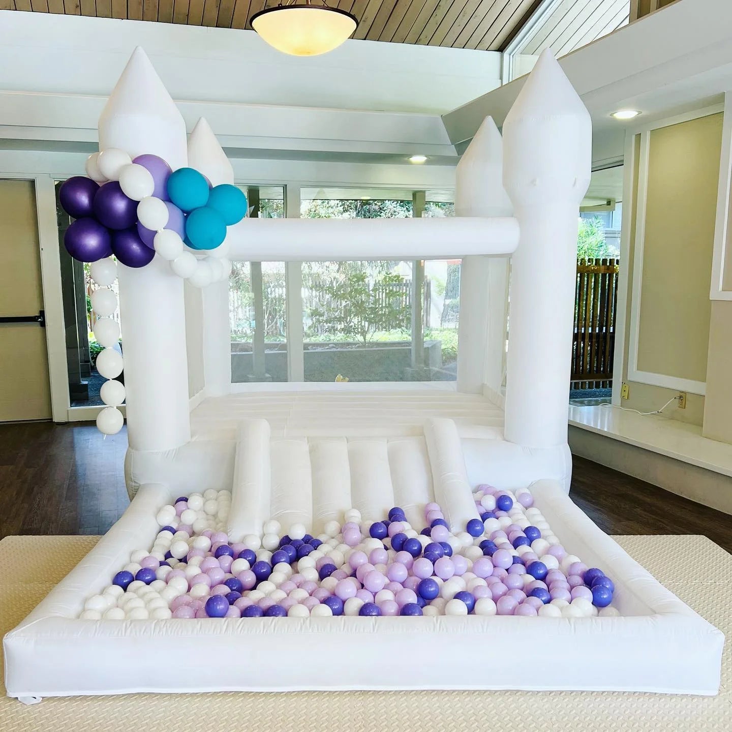 Connsann White Bounce House Oxford with Air Blower & Ball Pit for Kids Birthday Party, 13' x 8' x 8'