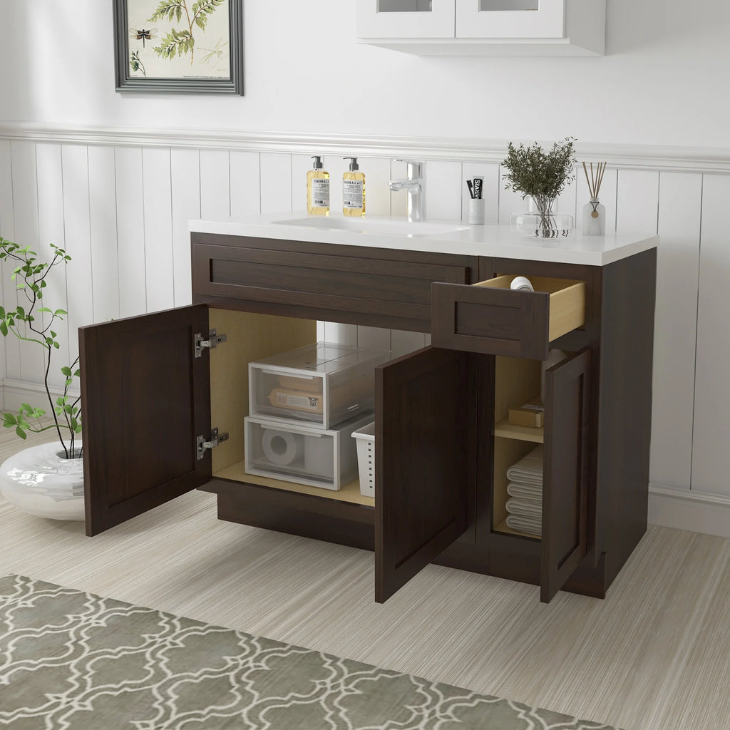 45 in. W x 21 in. D x 32.5 in. H Bath Vanity Cabinet without Top in Brown