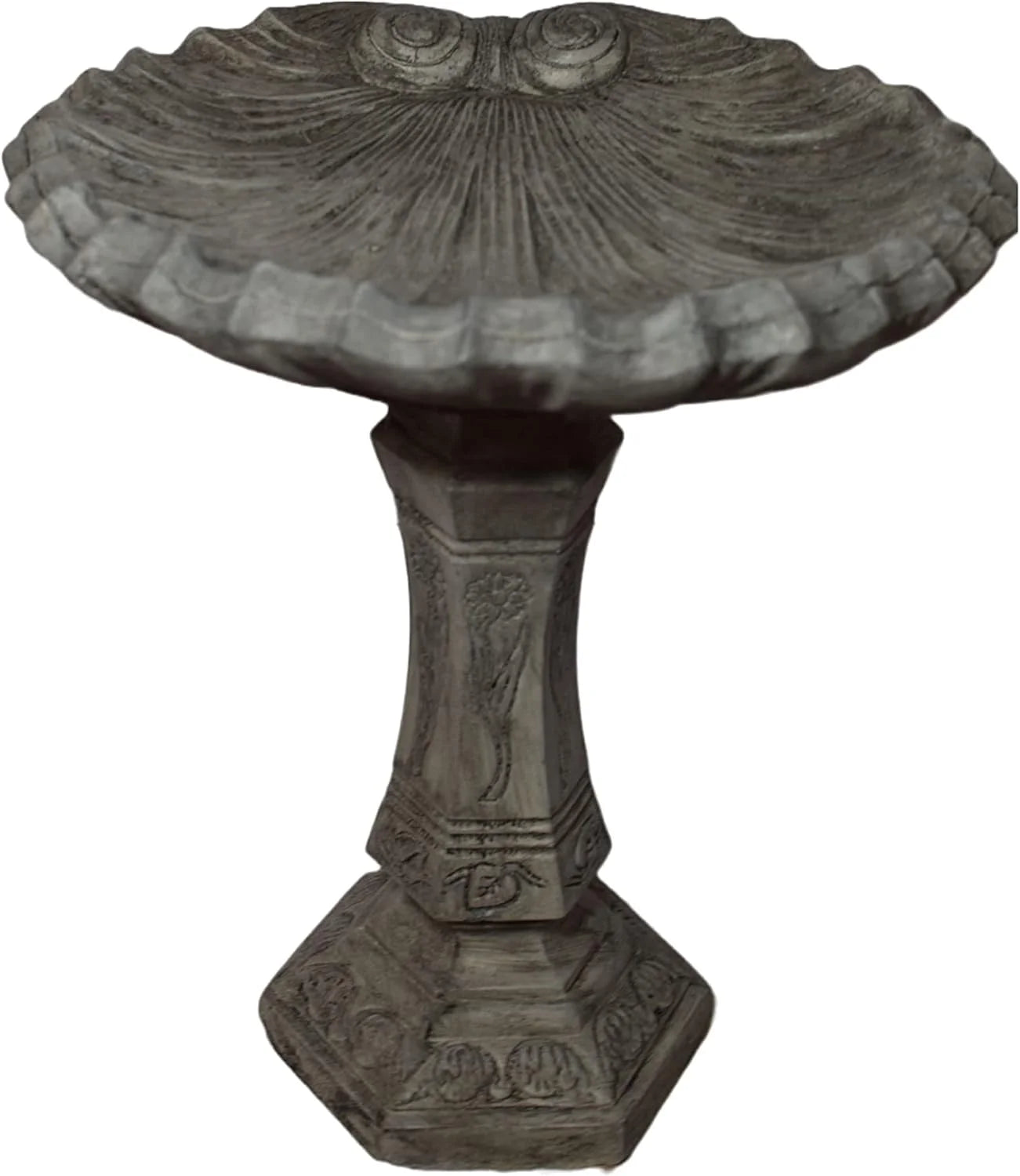 Solid Rock Stoneworks Fanciful Birdbath - 26" h x 22" w x 20" d - Pre-Aged
