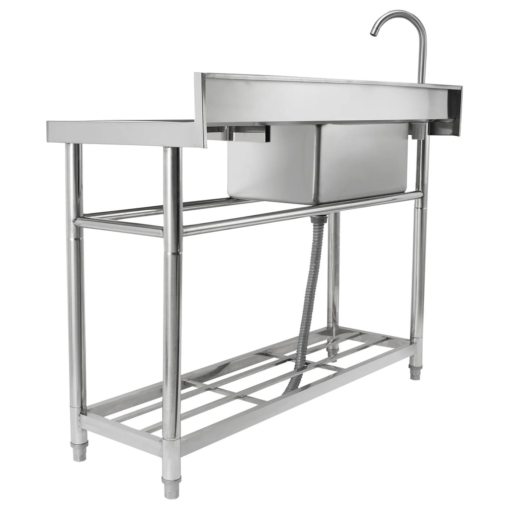 Bentism Silver Stainless Steel 39.4 x 19.1 x 37.4 inches Rectangular Single Bowl Sink