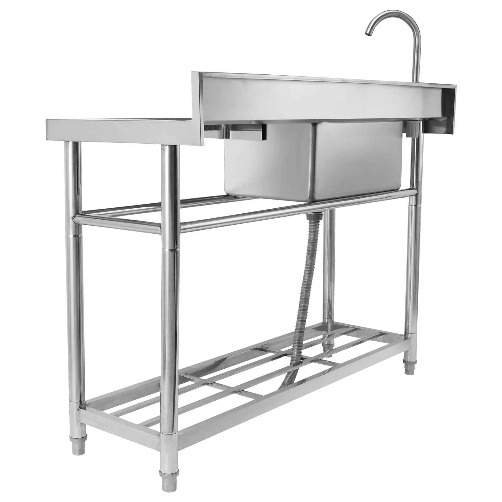 Bentism Silver Stainless Steel 39.4 x 19.1 x 37.4 inches Rectangular Single Bowl Sink