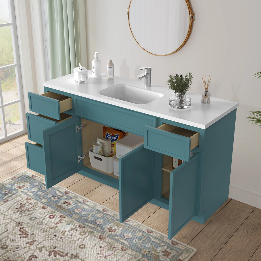 60 in. W x 21 in. D x 32.5 in. H Freestanding Bathroom Vanity Cabinet without Top in Smoky Gray