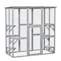 PawHut Wooden Catio Enclosure with Weather Protection, 6 Platforms, Outdoor, Large, 71" x 38.5" x 71"