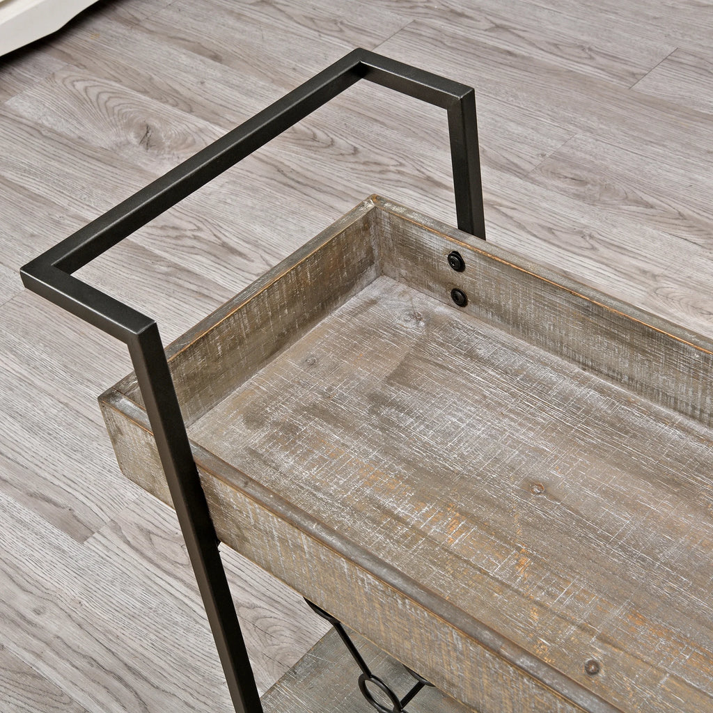 FirsTime & Co. Brown Factory Row Bar Cart, Industrial, Metal, 29.75 x 14.25 x 29.75 in