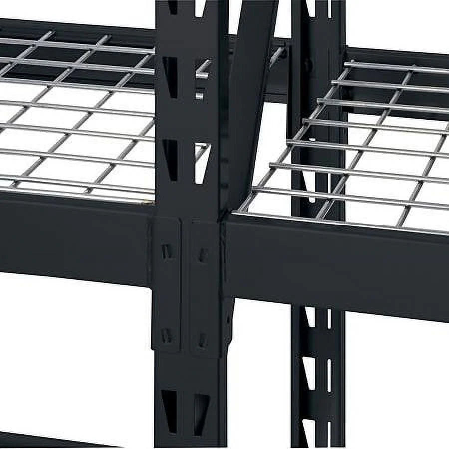 Muscle Rack 77"W x 24"D x 72"H 4-Tier Welded Steel Storage Rack, Black