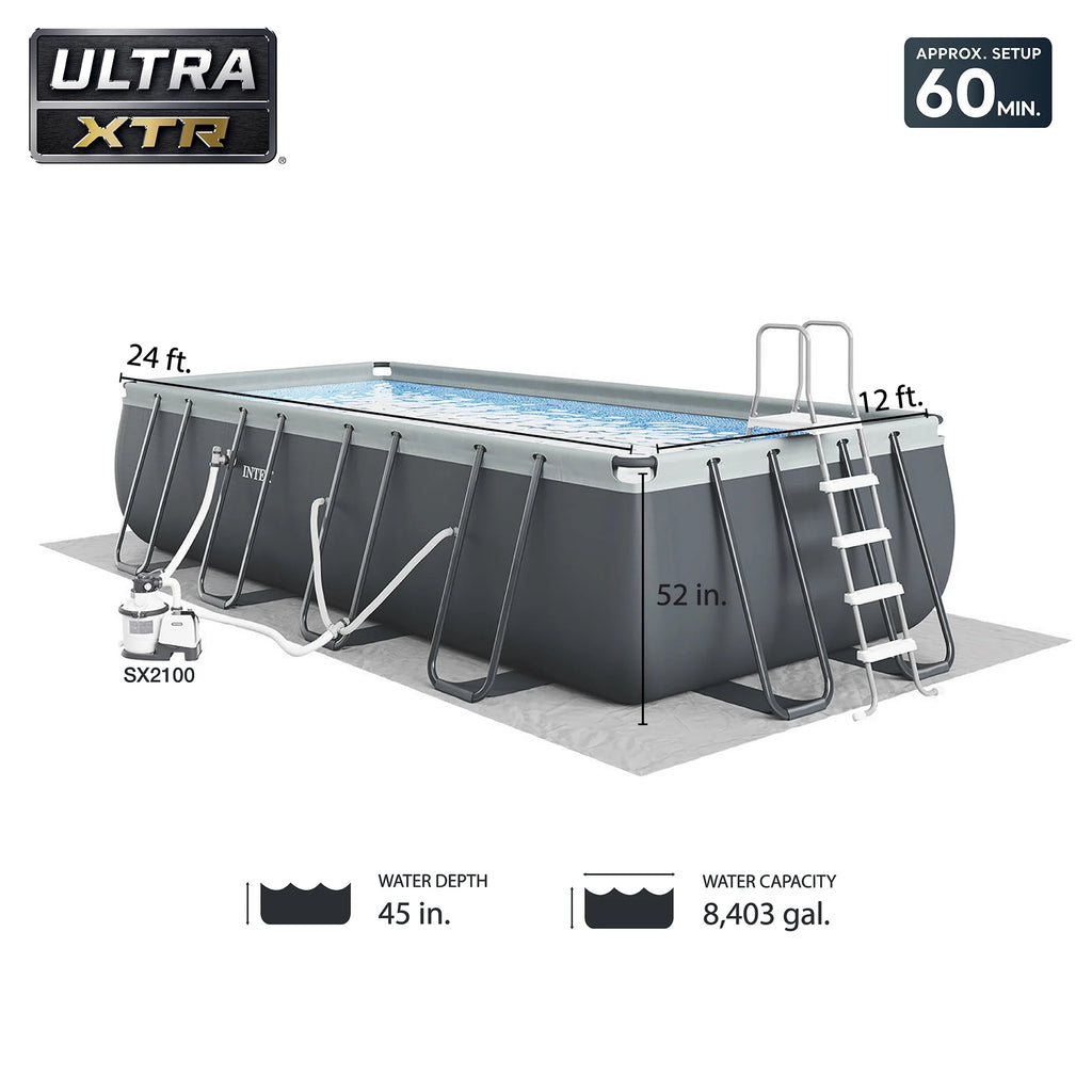 INTEX 24ft x 12ft x 52in Ultra XTR Above Ground Pool, Floats (2 Pack), & Inflatable Cooler