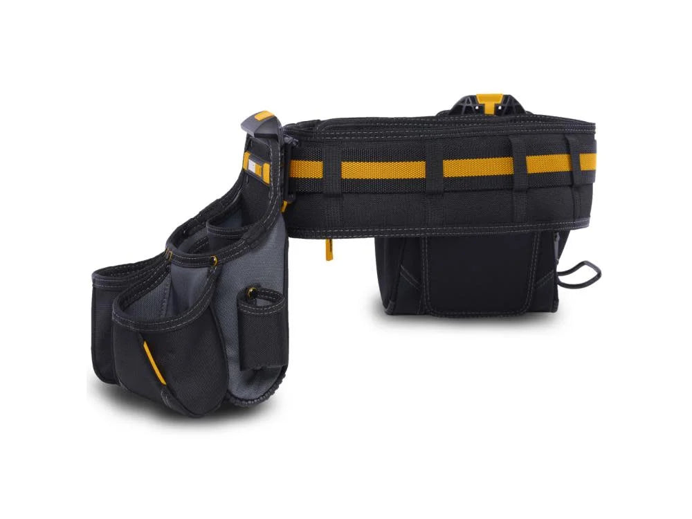 Toughbuilt 2021899 12.5 x 20.5 x 9 in. 27 Pocket Polyester Tradesman Tool Belt Set, Black & Yellow