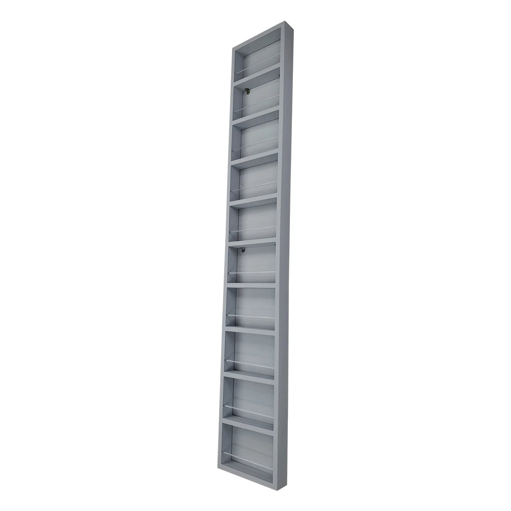 Minos Primed Gray On the Wall Spice Rack 69"h x 11"w x 3.5"d