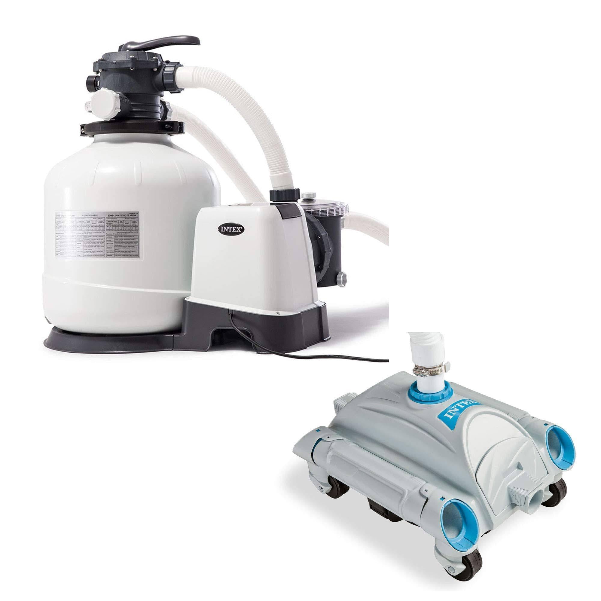 3000 GPH Above Ground Sand Filter Pump with Automatic Timer & Vacuum Cleaner