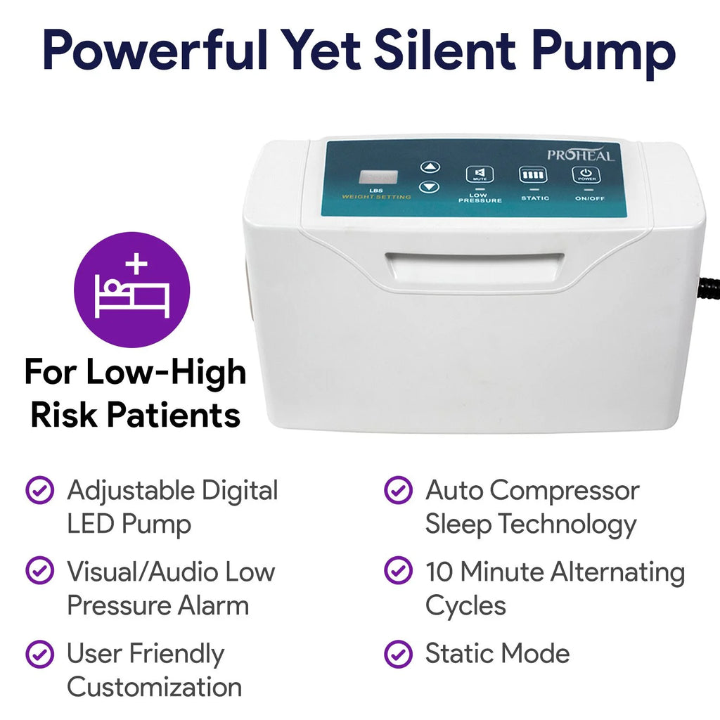 Proheal Low Air Loss Alternating Pressure Air Mattress with Pump - 3" Foam Base - 36锟斤拷 x 80锟斤拷 x 8"