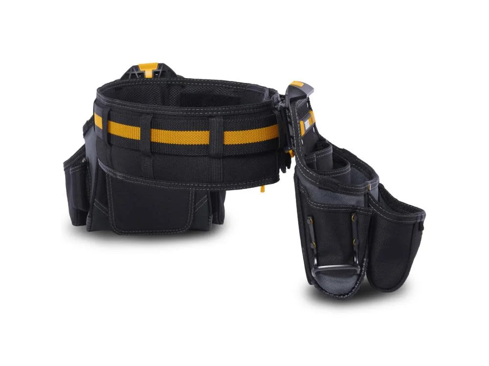 Toughbuilt 2021899 12.5 x 20.5 x 9 in. 27 Pocket Polyester Tradesman Tool Belt Set, Black & Yellow