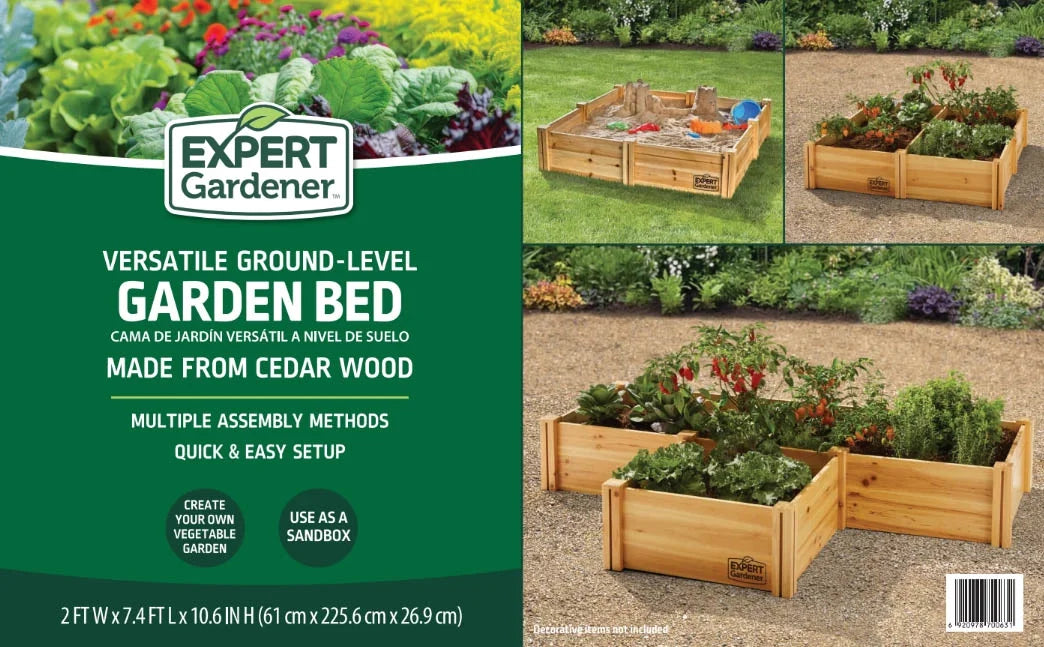 Expert Gardener Outdoor Wood Garden Bed, 7.4 ft L x 2 ft W x 10.6 in H