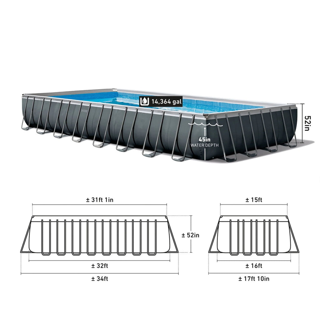 Intex 26373EH 32' x 16' x 52" Rectangular Ultra XTR Frame Swimming Pool w/ Pump