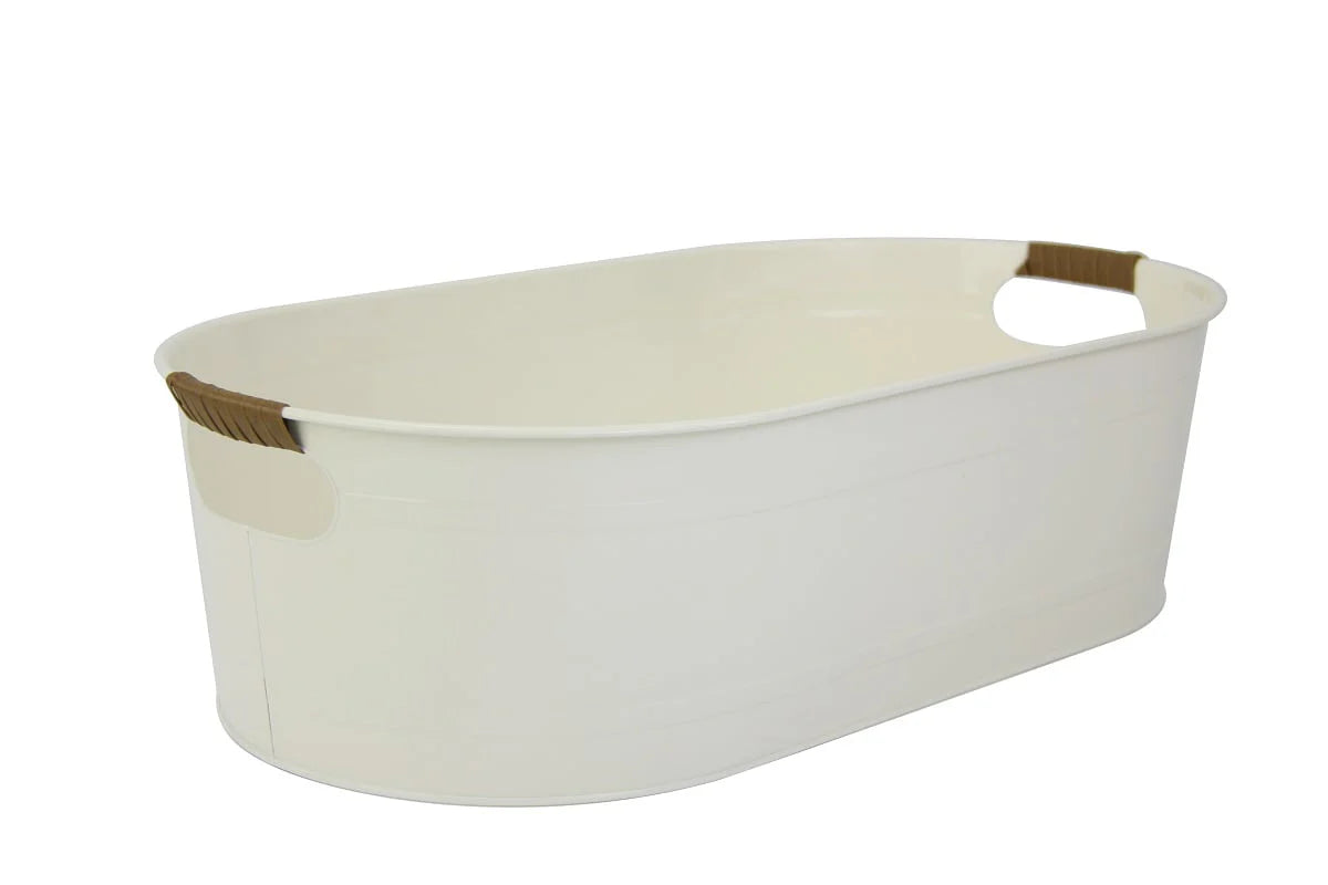 Better Homes & Gardens- White Medium Oval Galvanized Tub, 20.27 in L x 11.22 in W x 5.7 in H