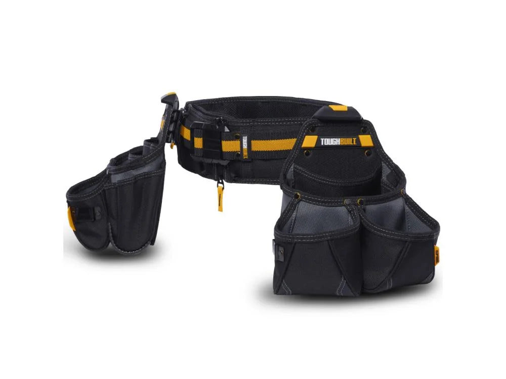 Toughbuilt 2021899 12.5 x 20.5 x 9 in. 27 Pocket Polyester Tradesman Tool Belt Set, Black & Yellow