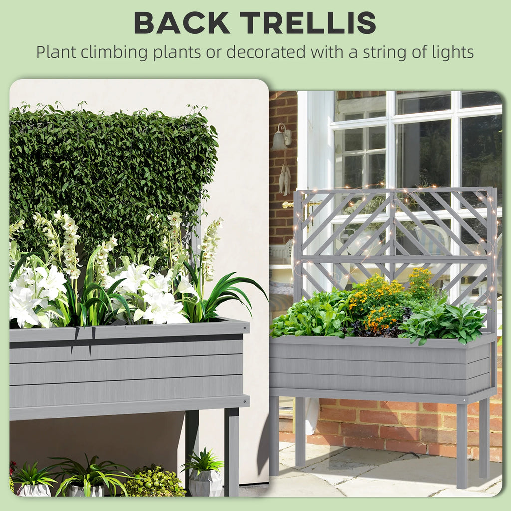 GHooa Raised Garden Bed with Trellis for Climbing Plants 41.25" W x 17.75" D x 55" H-Gray