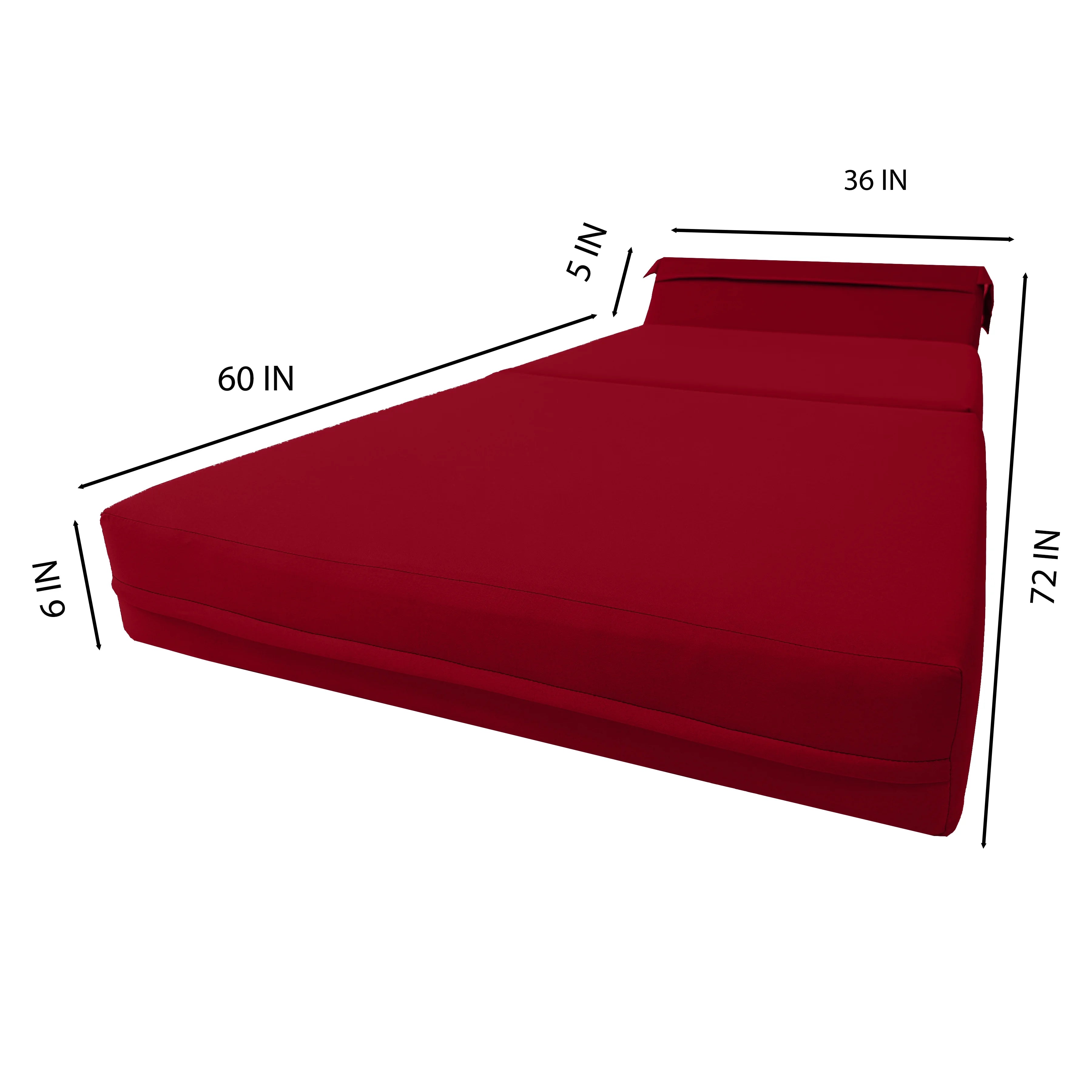Red Sleeper Chair Folding Foam Beds, Portable Studio Sofa Guest Bed, 6 x 36 x 70