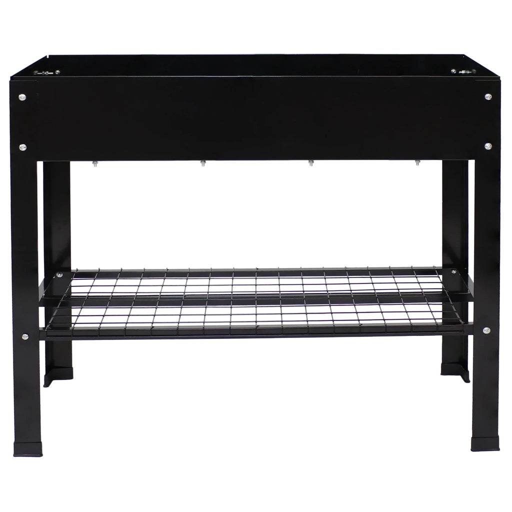 Sunnydaze 35.75" x 16" x 31.75" Black Galvanized Steel Raised Garden Bed, Set of 2