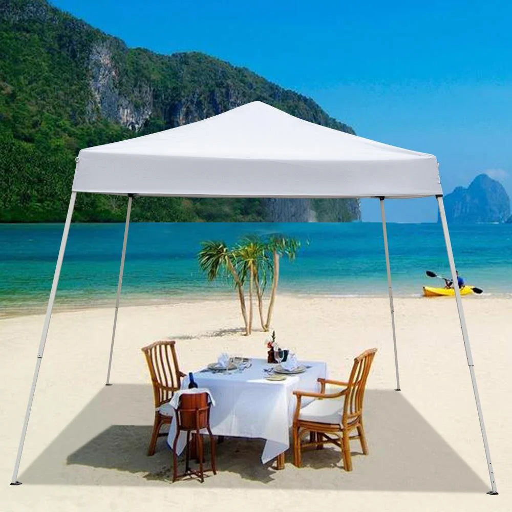 Zimtown 10ft x 10ft Base/8ft x 8ft Outdoor Pop up Tent Folding Gazebo Beach Canopy White