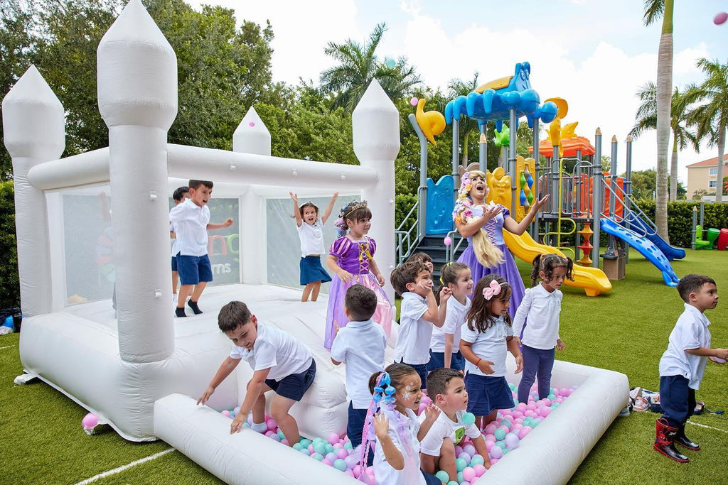 Connsann White Bounce House Oxford with Air Blower & Ball Pit for Kids Birthday Party, 13' x 8' x 8'