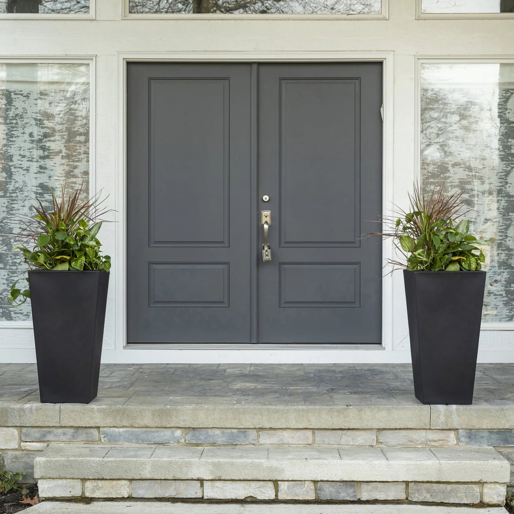 Step2 Tremont 2pk Plastic Black Square Planter 15" W x 15" D x 28" H