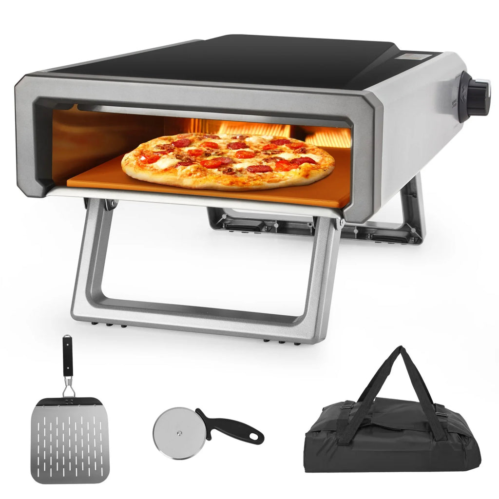 Wildbreak Ourdoor Gas Propane Pizza Oven, 22.8 x 16.5 x 7.1", With Accessories Kit, Silver & Black
