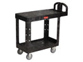 Rubbermaid Commercial Flat Shelf Utility Cart, Two-Shelf, 19.19w x 37.88d x 33.33h, Black -RCP450500BK
