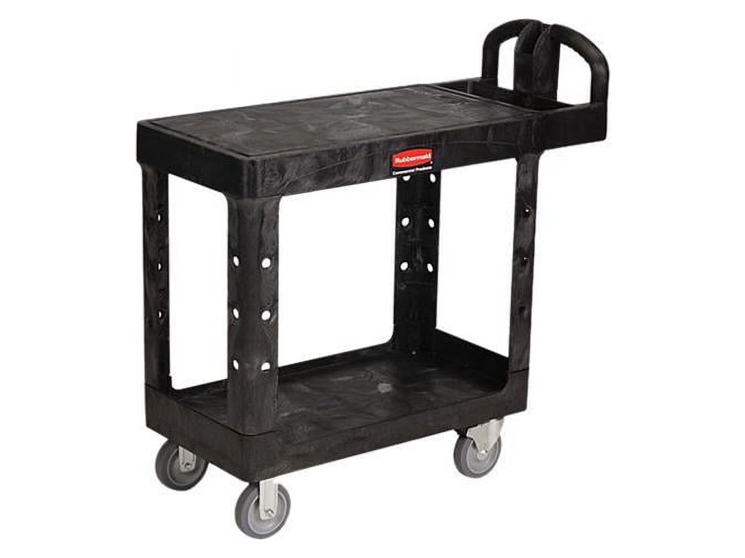 Rubbermaid Commercial Flat Shelf Utility Cart, Two-Shelf, 19.19w x 37.88d x 33.33h, Black -RCP450500BK