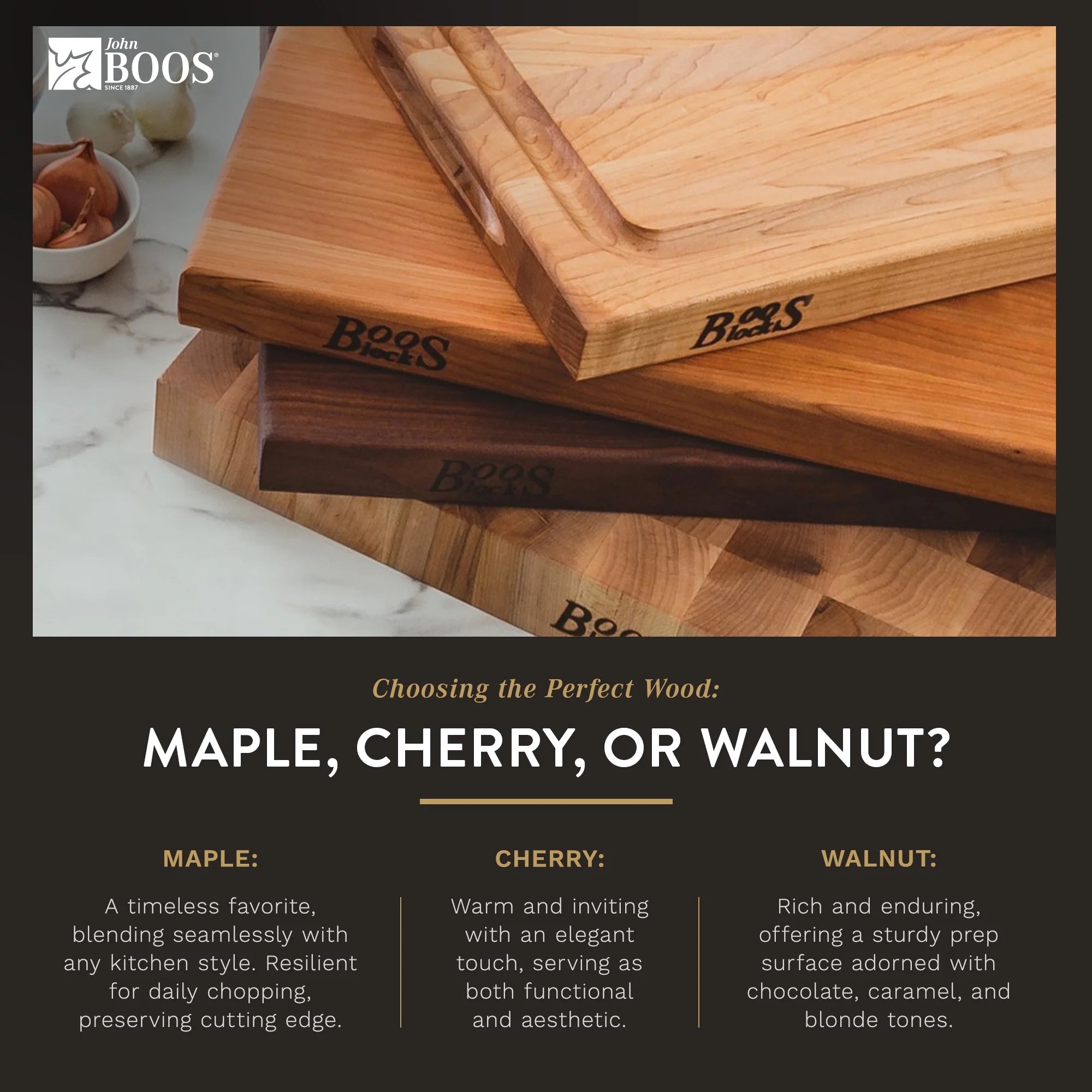 John Boos R-Board Reversible Wood Cutting Board, 18" x 12" x 1 1/2", Cherry