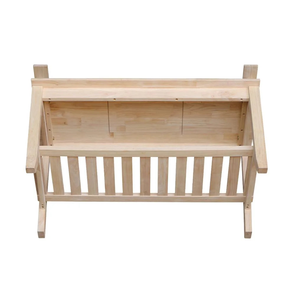 Double X-Back Bench With Arms and Shelf