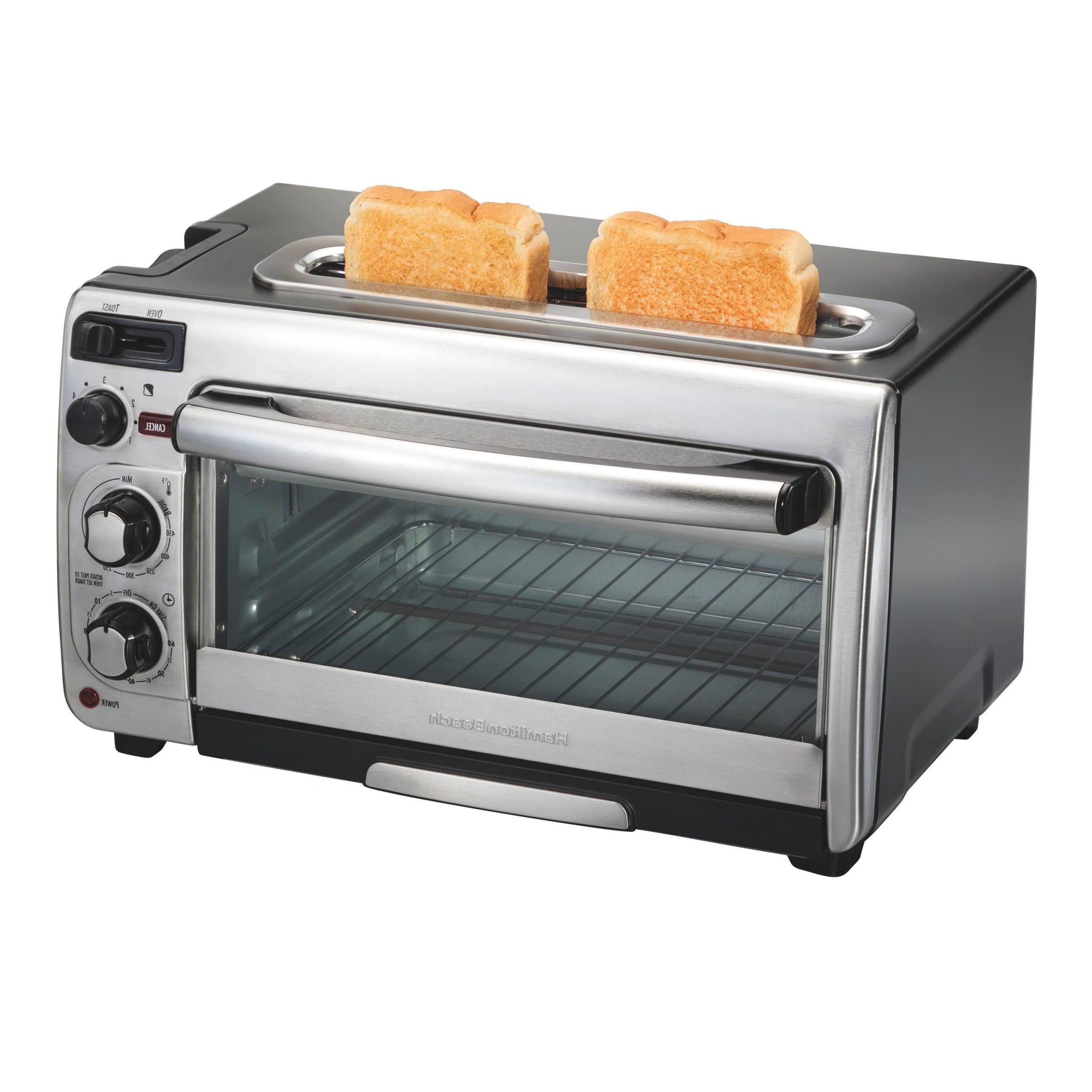 2-in-1 Oven and Toaster Combo - Extra Wide Slot Toaster with Countertop Pizza Oven