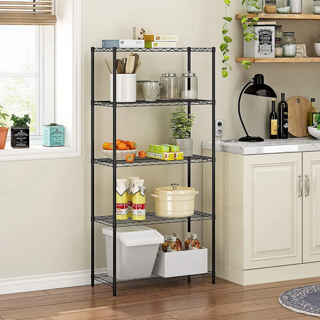 Vebreda 5-Tier Wire Shelving Unit, 21.7"L x 11.8"W x 59.1"H, Black
