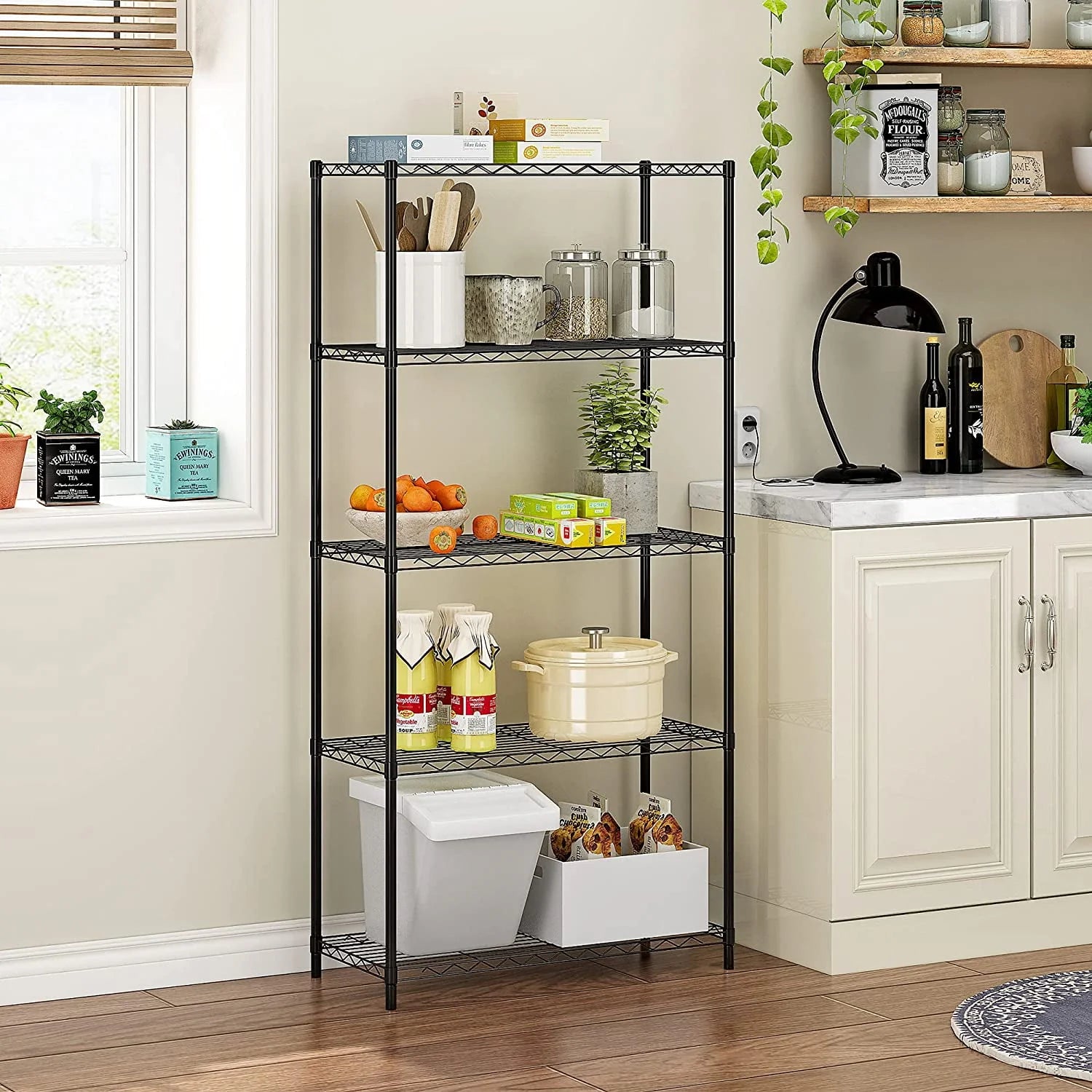 Vebreda 5-Tier Wire Shelving Unit, 21.7"L x 11.8"W x 59.1"H, Black