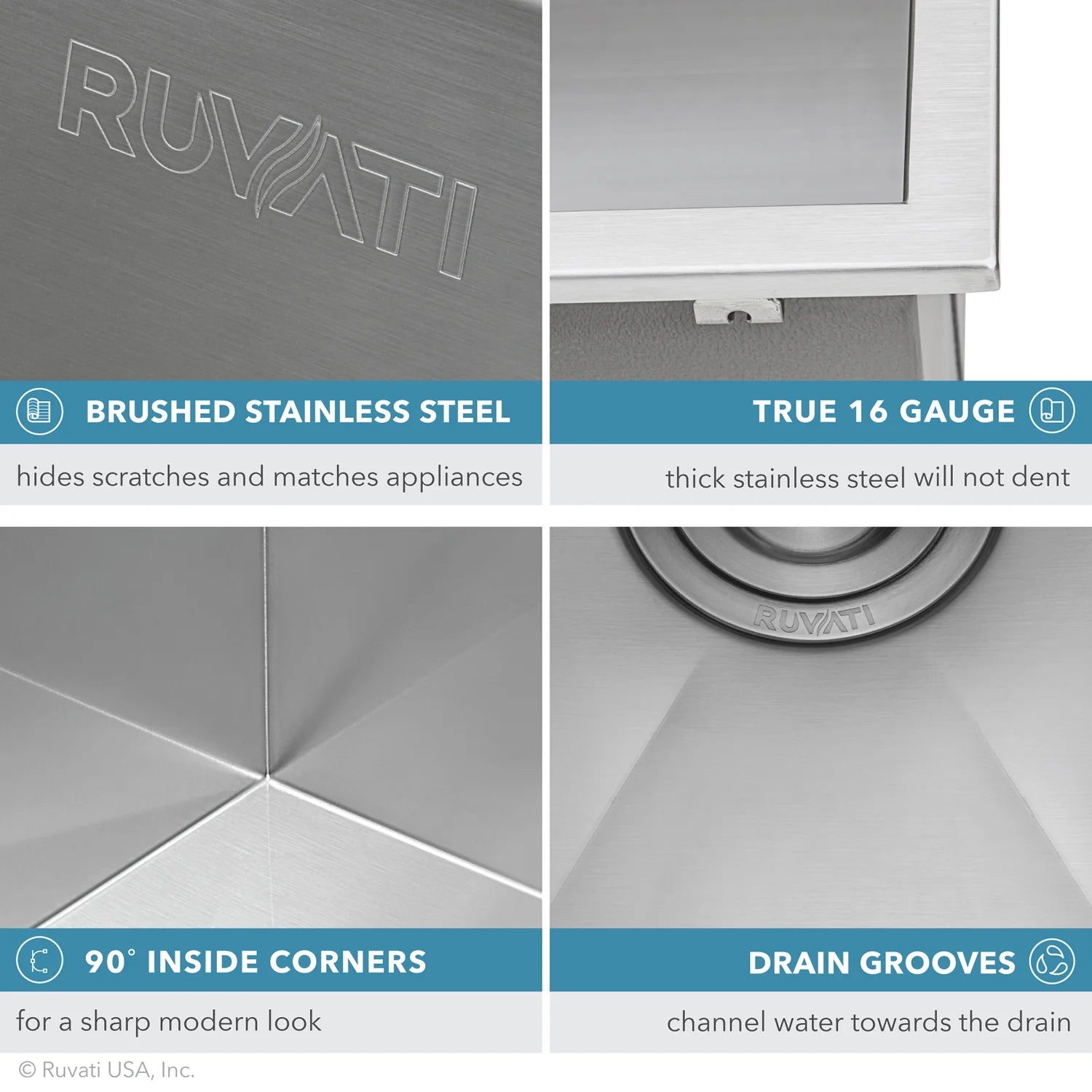 Ruvati RVU6010 25 x 22 x 12 in. Topmount Laundry Utility Sink Deep 16 Gauge Stainless Steel