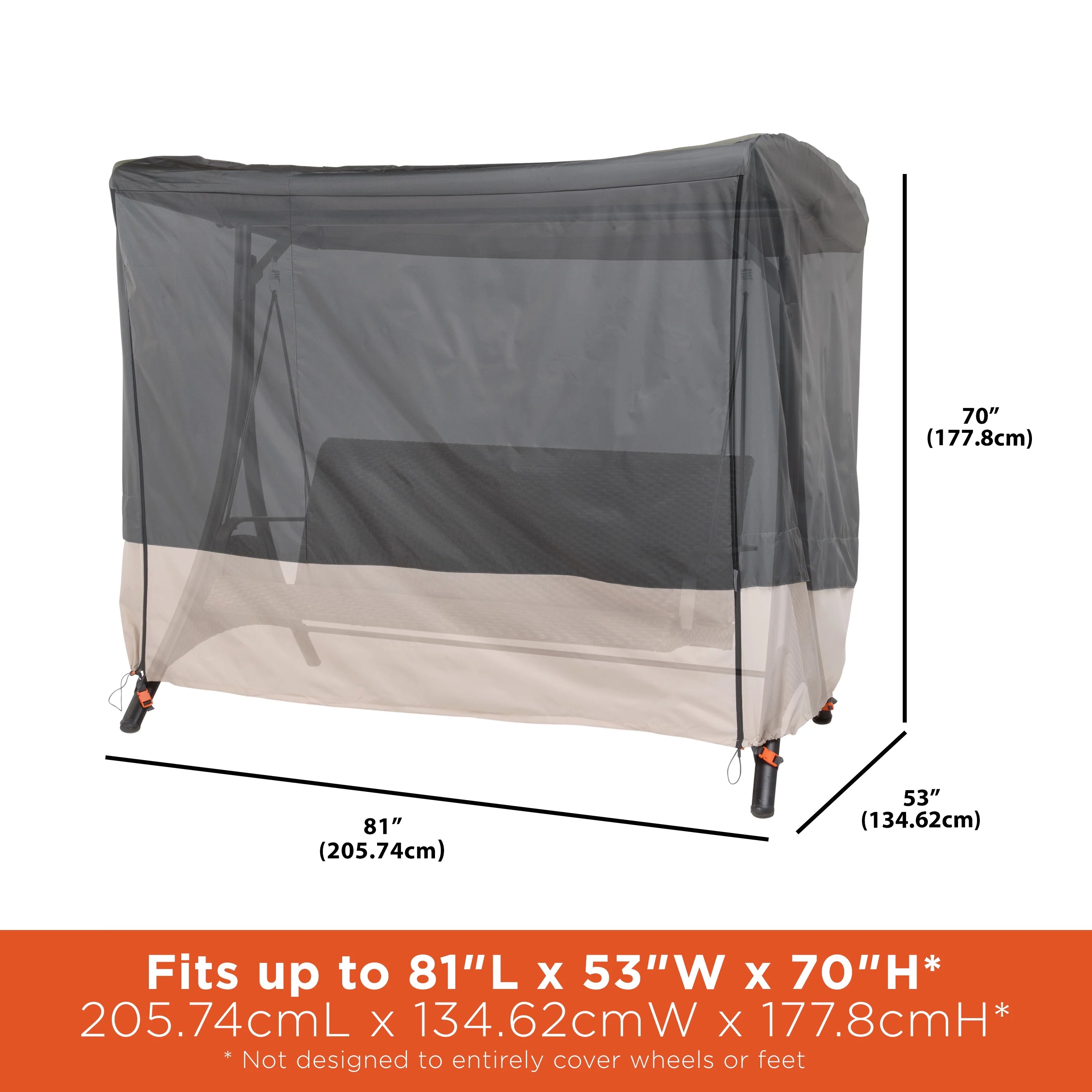 Modern Leisure Renaissance Patio Swing Cover, 81"L x 52"W x 70"H, Gray