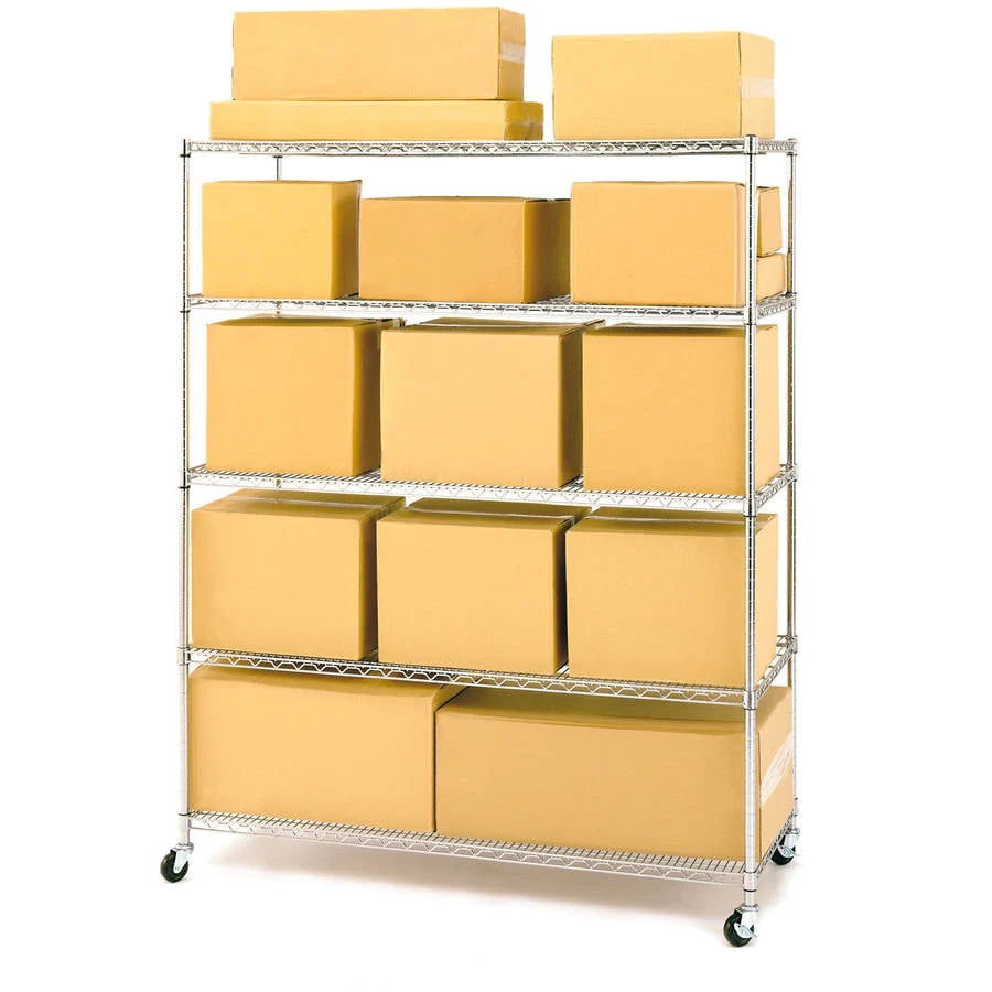 Seville Classics 60"W x 24"L x 72"H 5-Shelf Steel Wire Freestanding Shelves, Silver