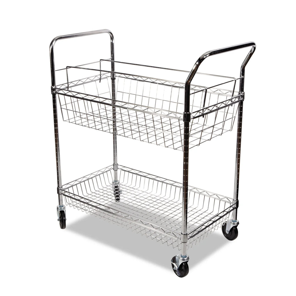 Alera ALEMC3518SR Carry-All 34.88 in. x 18 in. x 39.5 in. Basket/Shelf Mail Cart - Silver