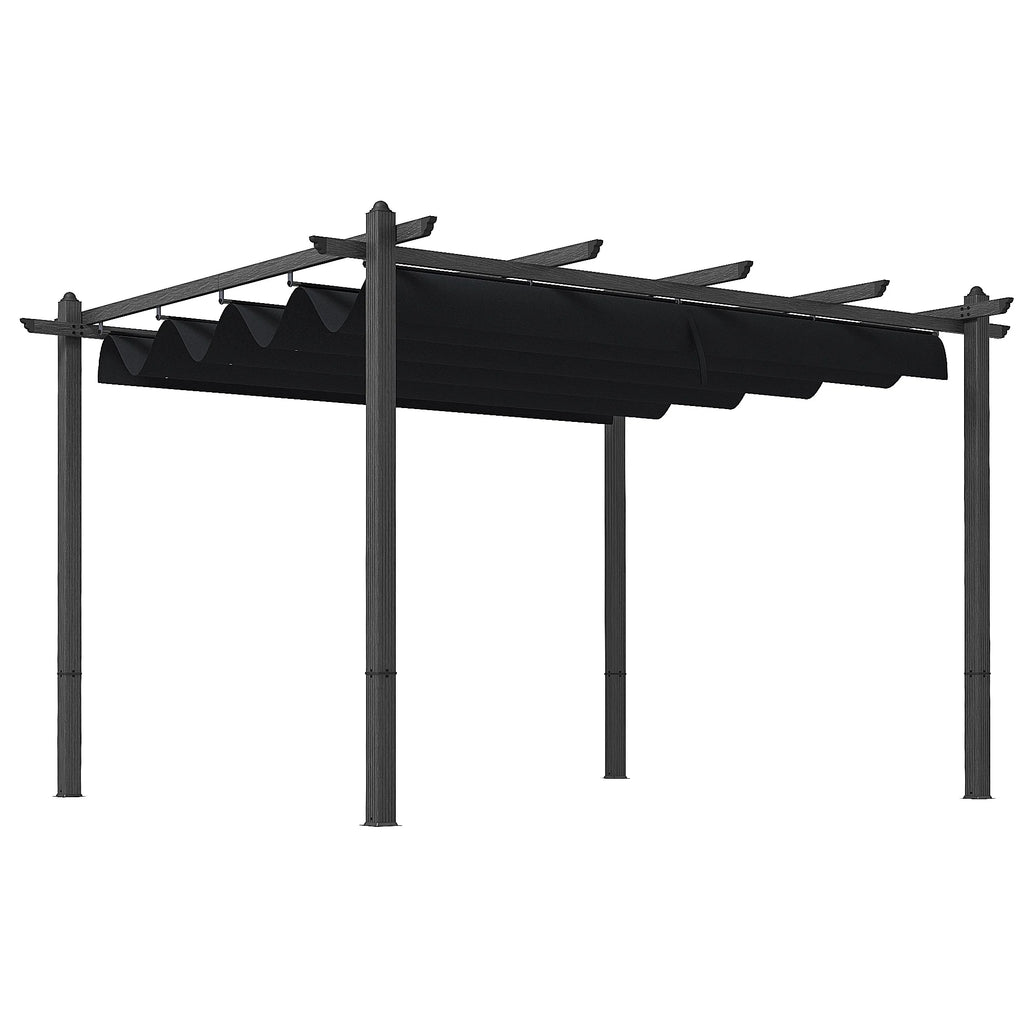 Outsunny 10' x 10' x 88.25" Cream White Aluminum Pergola, Retractable Canopy and Water-Resistant