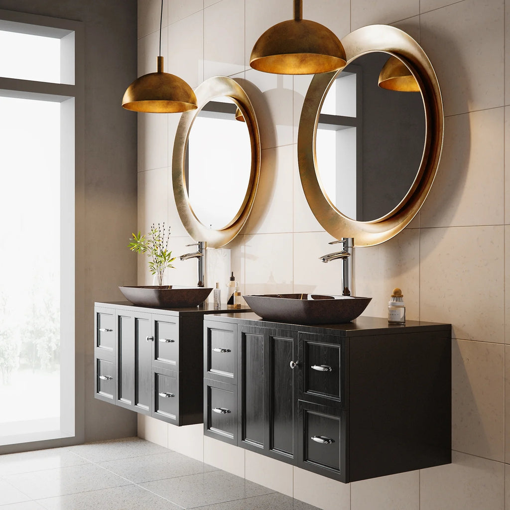 VIGO Donatello Artistic Rubywood Glass 18 in. L x 13 in. W x 4 in. H Rectangular Vessel Bathroom Sink