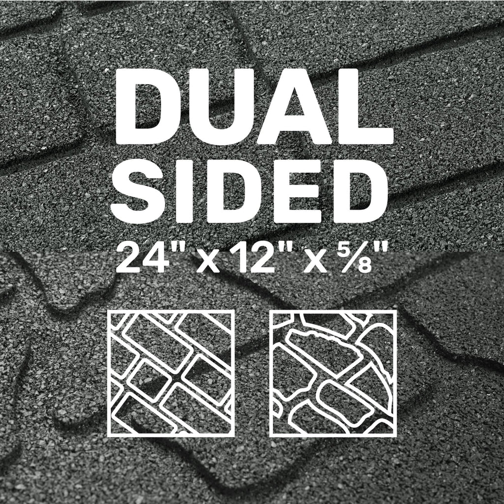 GroundSmart 24" x 12" x 5/8" Black Interlocking Dual-Sided Rubber Paver, 9 Pack