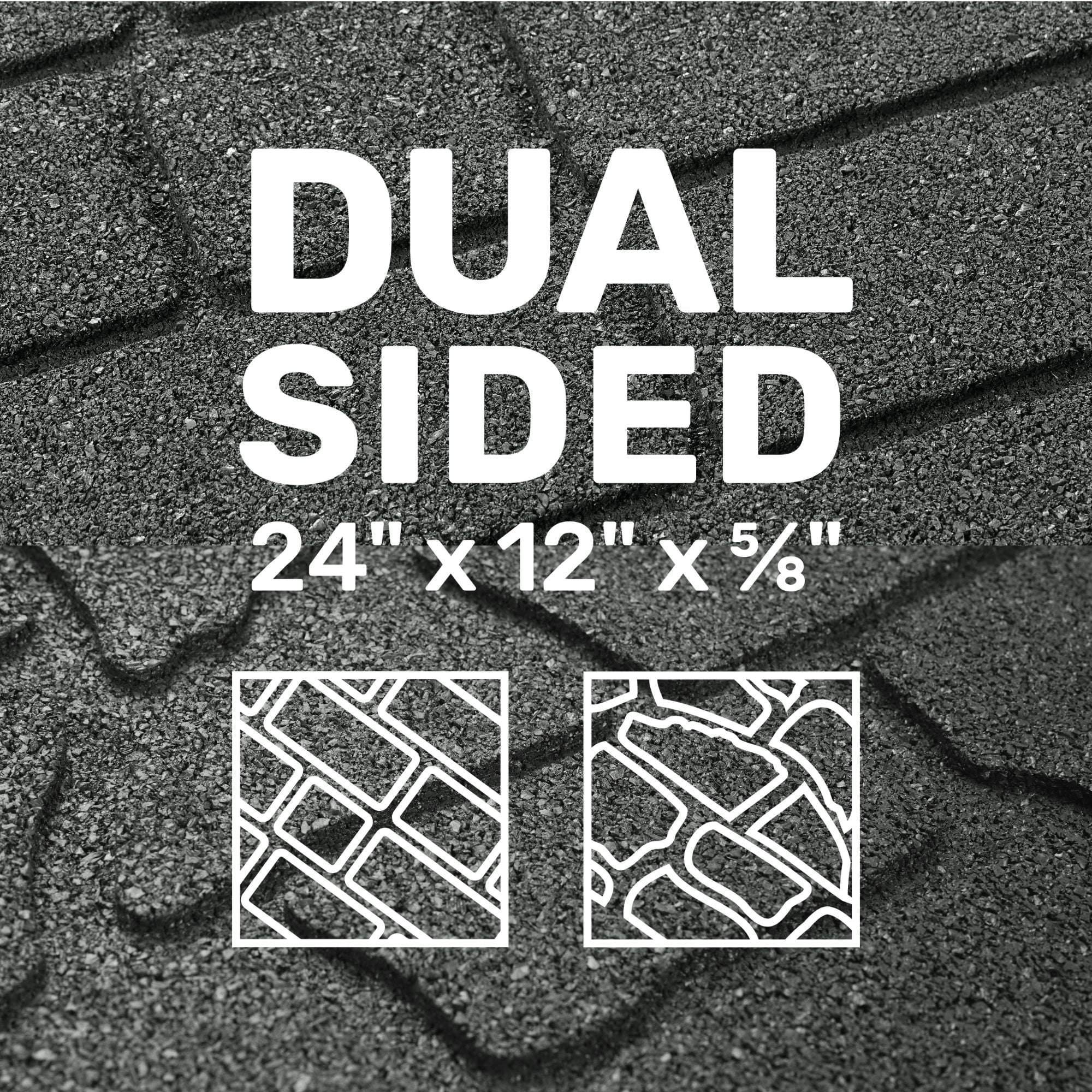GroundSmart 24" x 12" x 5/8" Black Interlocking Dual-Sided Rubber Paver, 9 Pack