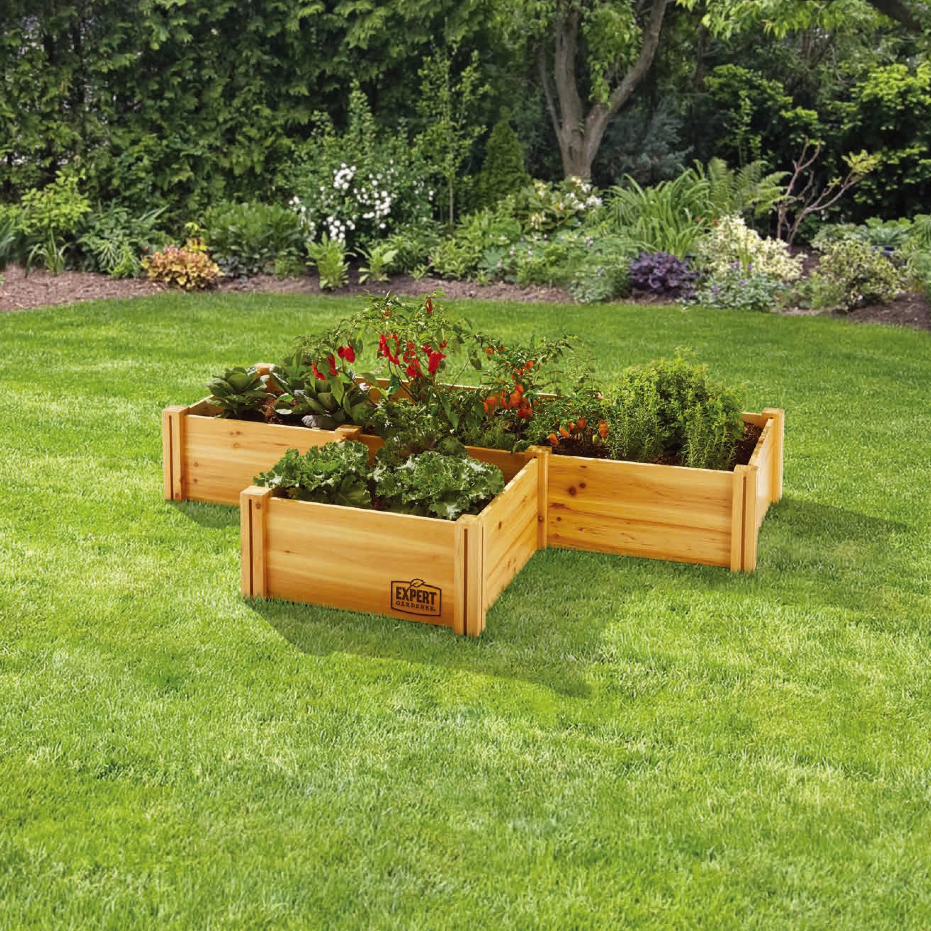 Expert Gardener Outdoor Wood Garden Bed, 7.4 ft L x 2 ft W x 10.6 in H