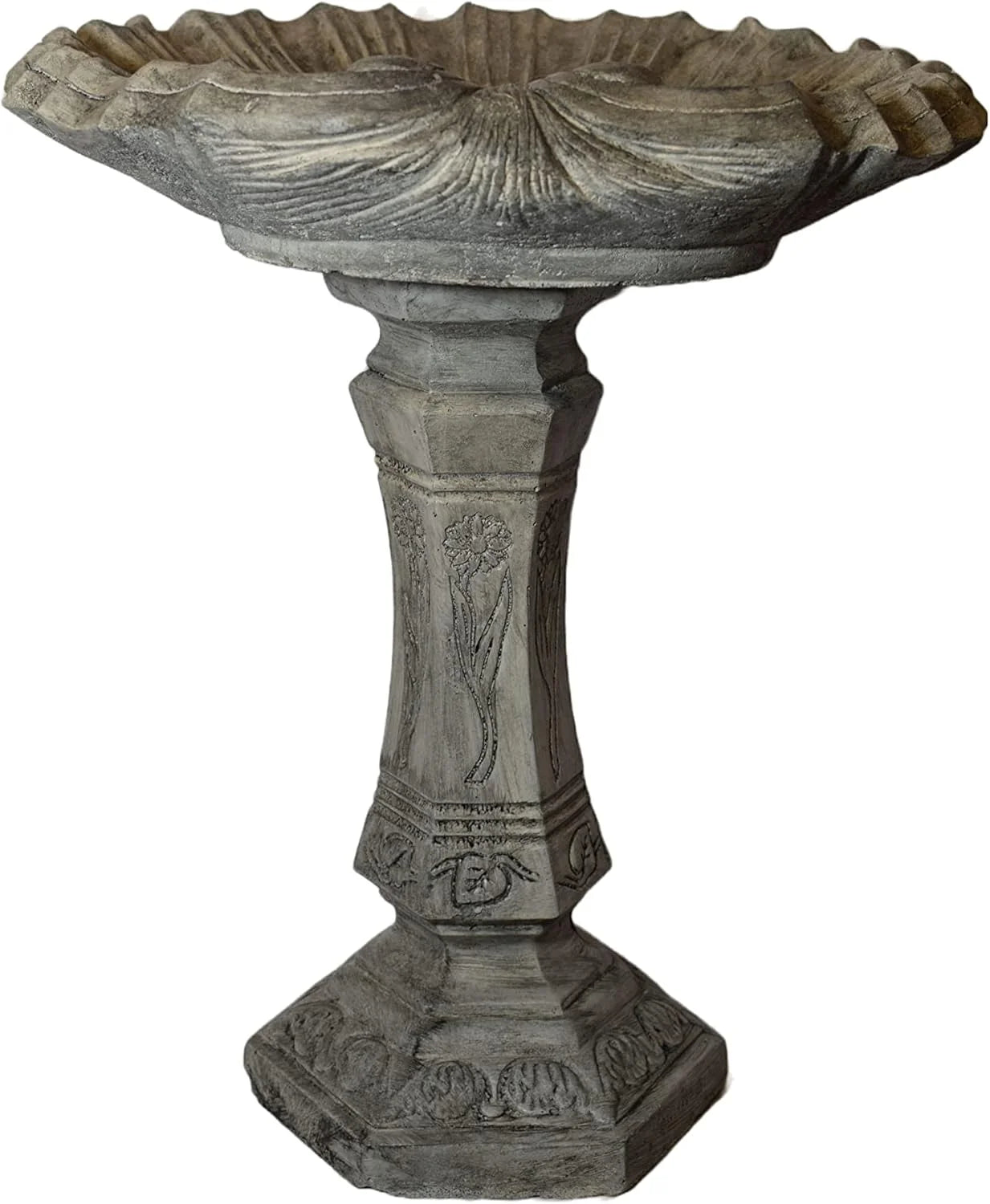 Solid Rock Stoneworks Fanciful Birdbath - 26" h x 22" w x 20" d - Pre-Aged