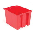 Global Industrial 5248502 Plastic Stack & Nest Storage Container No Lid - 19.5 x 15.5 x 13 in. - Red