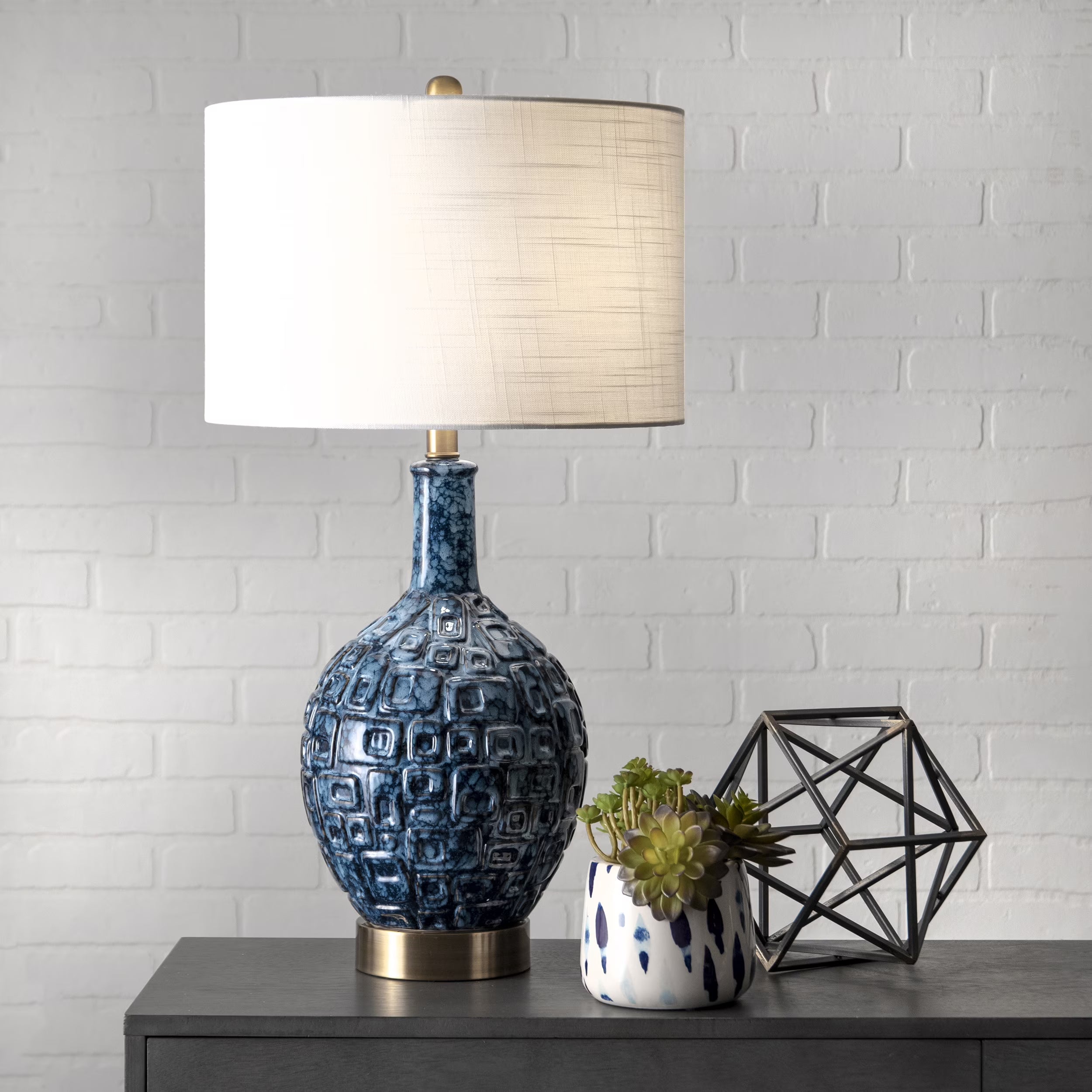 nuLOOM Tucson 28" Ceramic Table Lamp, 28" H x 15" W x 15" D, Blue