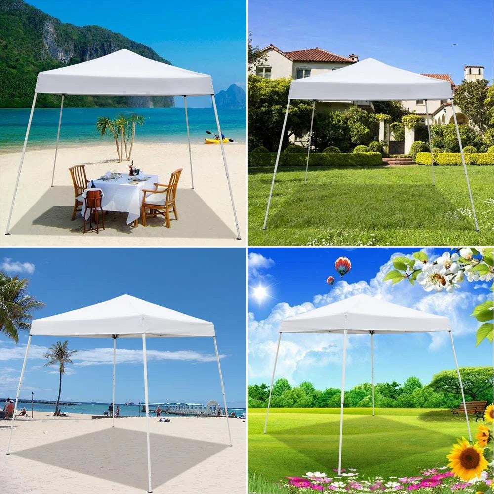Zimtown 10ft x 10ft Base/8ft x 8ft Outdoor Pop up Tent Folding Gazebo Beach Canopy White