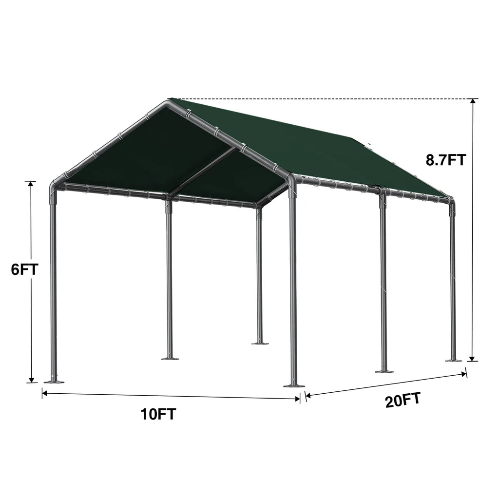 TANGJEAMER 10.00 x 20.00 x 9.20 Feet Beige Carport