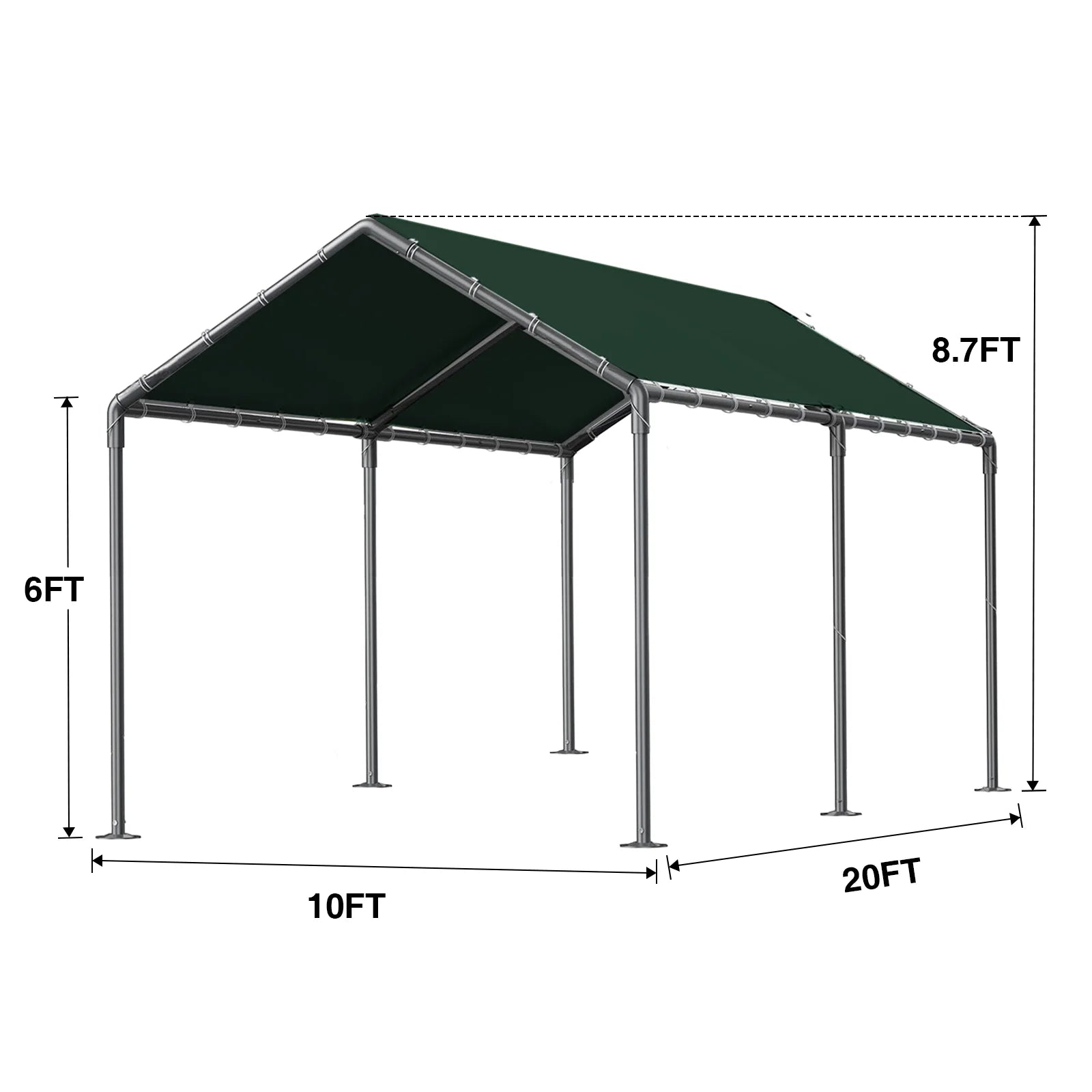 TANGJEAMER 10.00 x 20.00 x 9.20 Feet Beige Carport